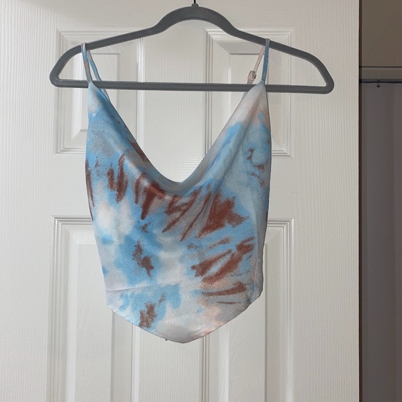 Tie Dye Cowl Neck Crop Top - Picture 1 of 2
